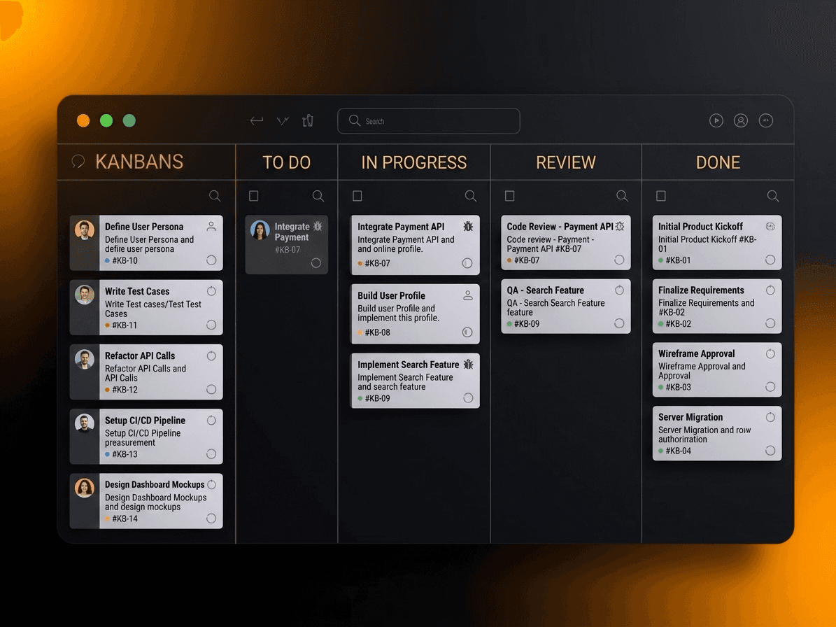 Collio workspace app: Kanban Board